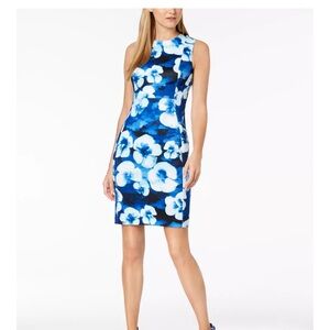 Calvin Klein Blue Floral knee length Dress Size 8